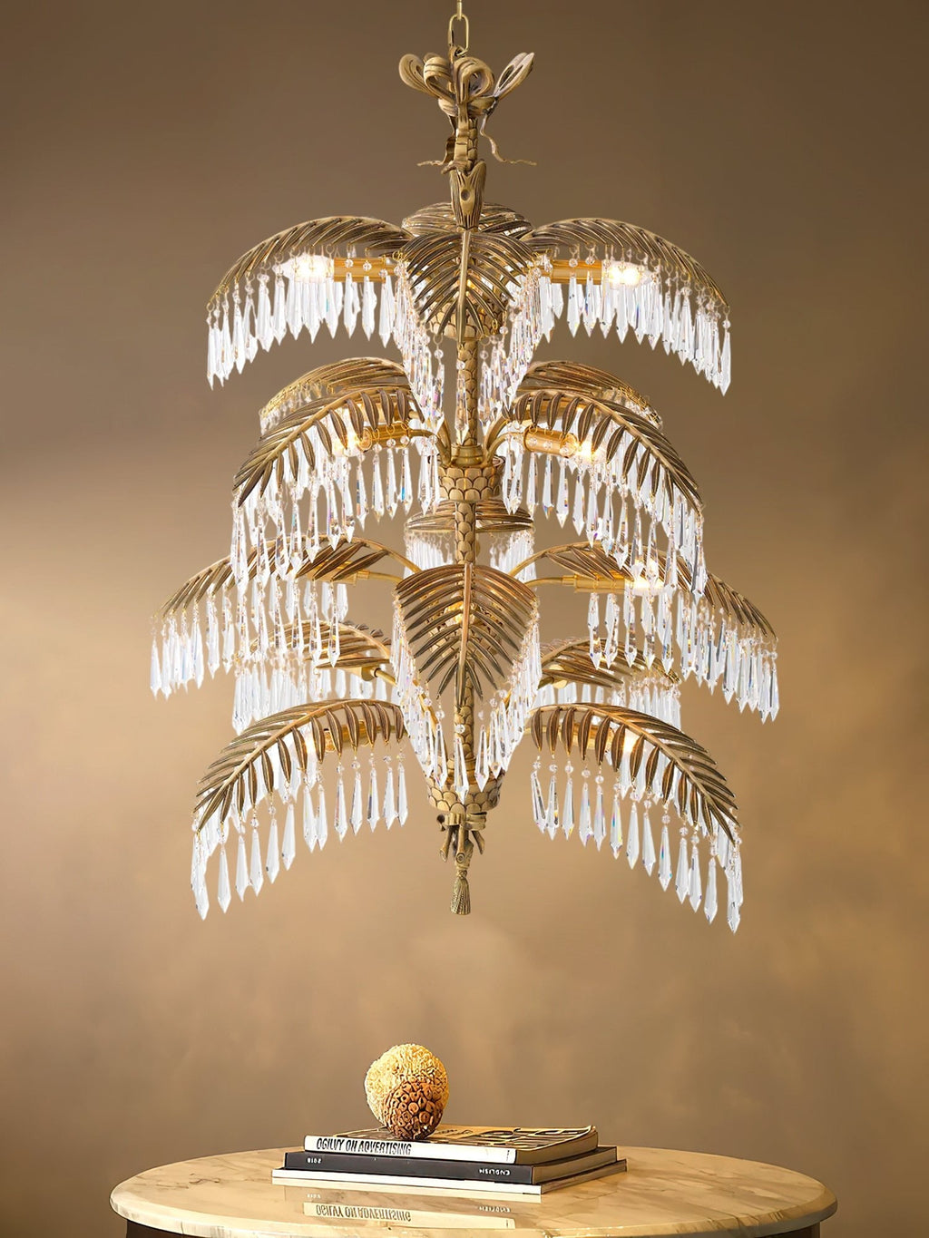 Palmera Brass Crystal Chandelier by Bling Lighting Studio