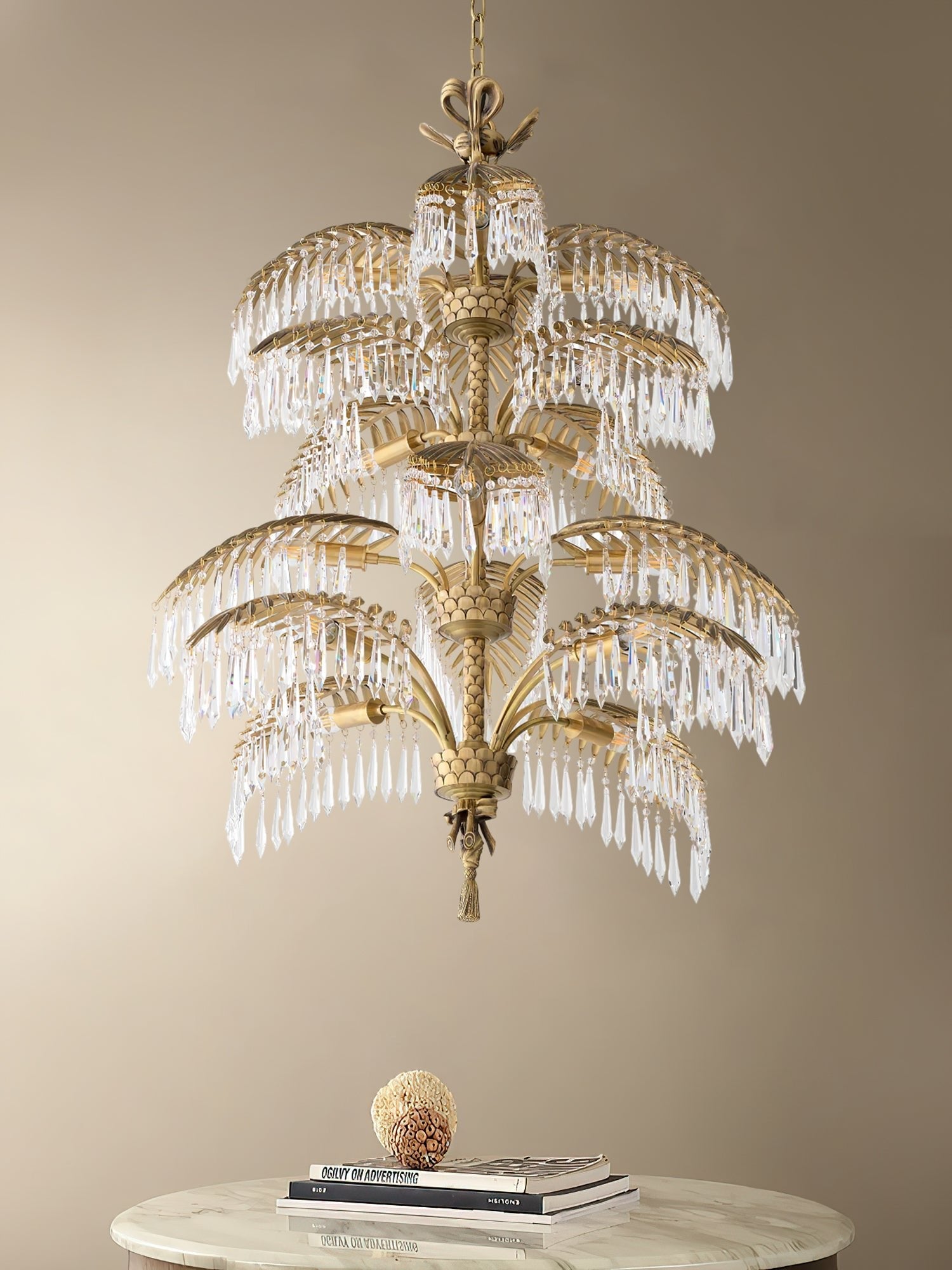 Palmera Brass Crystal Chandelier by Bling Lighting Studio