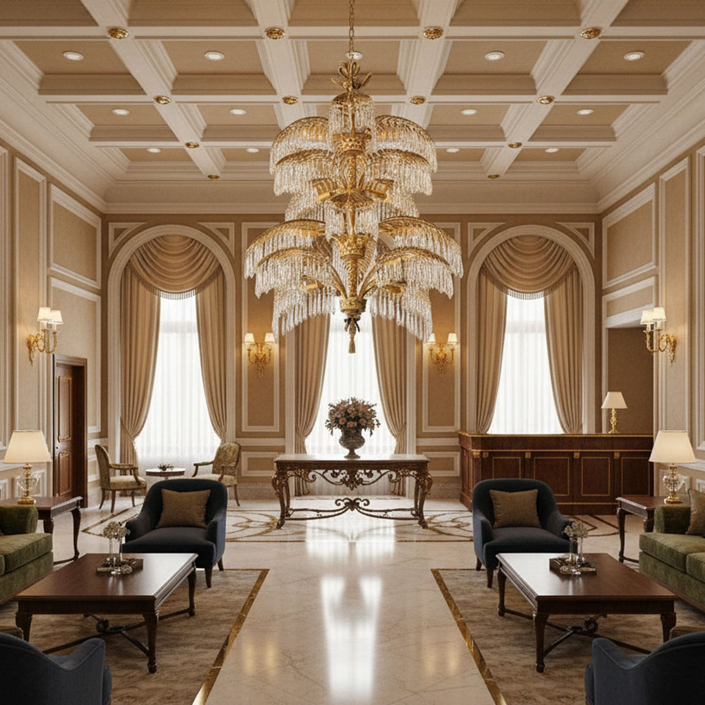 Palmera Brass Crystal Chandelier by Bling Lighting Studio