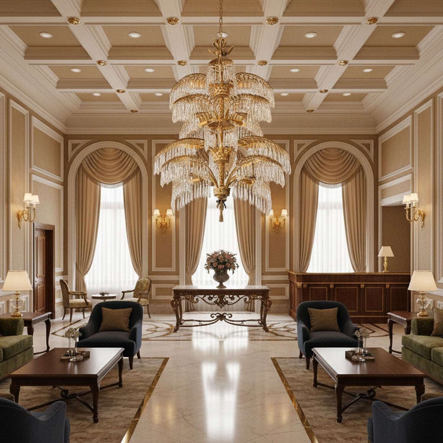 Palmera Brass Crystal Chandelier by Bling Lighting Studio