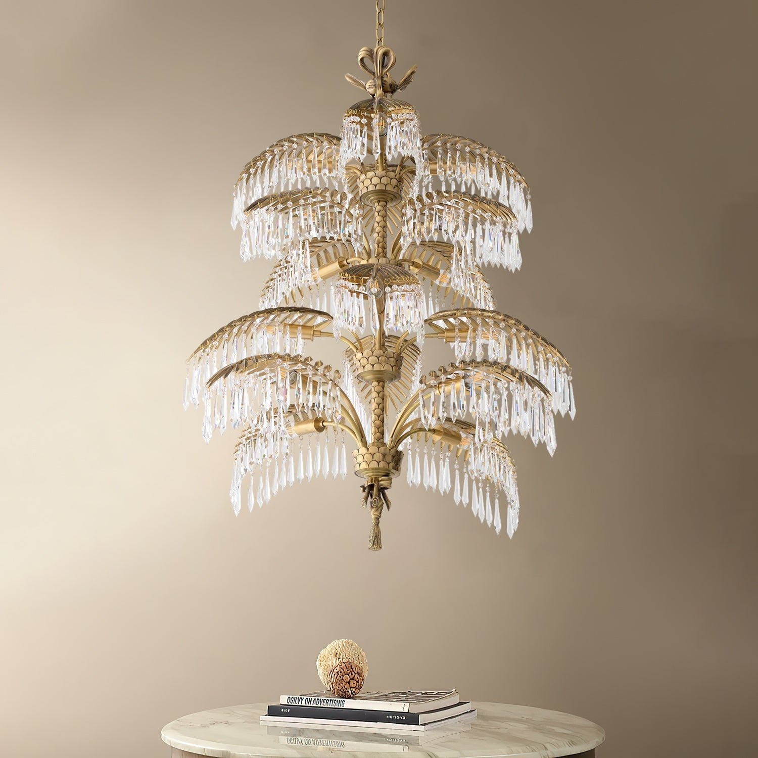 Palmera Brass Crystal Chandelier by Bling Lighting Studio