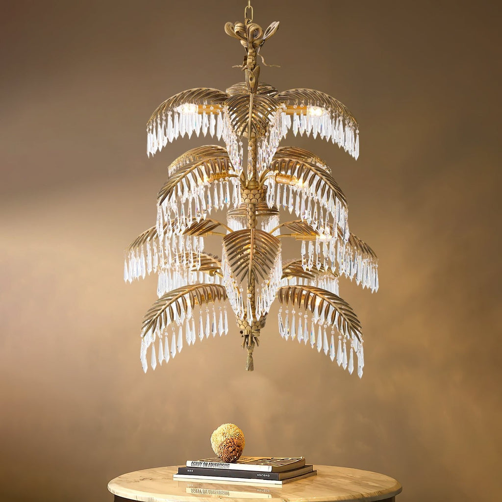 Palmera Brass Crystal Chandelier by Bling Lighting Studio