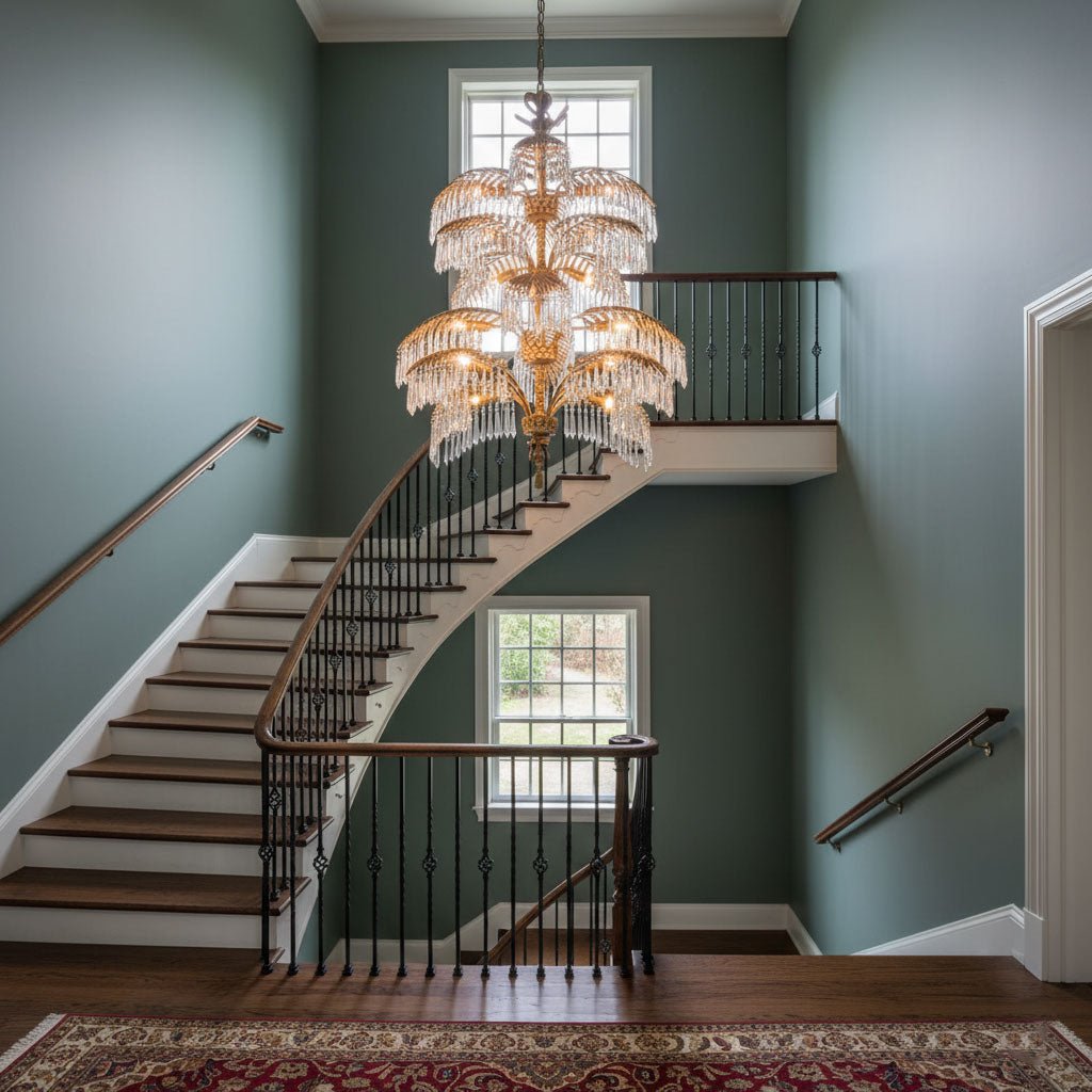 Palmera Brass Crystal Chandelier by Bling Lighting Studio