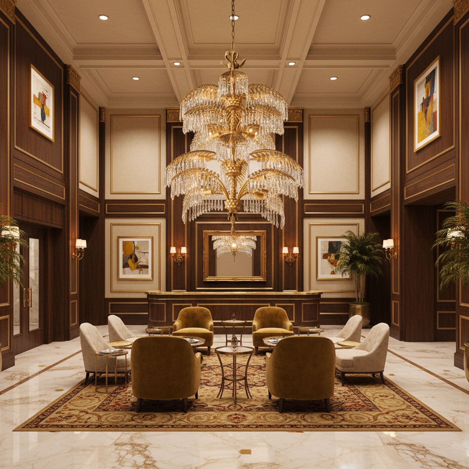 Palmera Brass Crystal Chandelier by Bling Lighting Studio