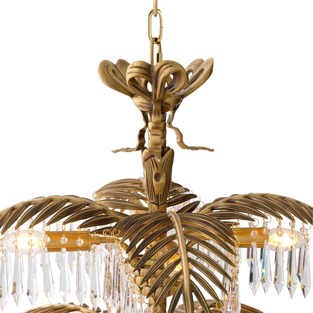 Palmera Brass Crystal Chandelier by Bling Lighting Studio