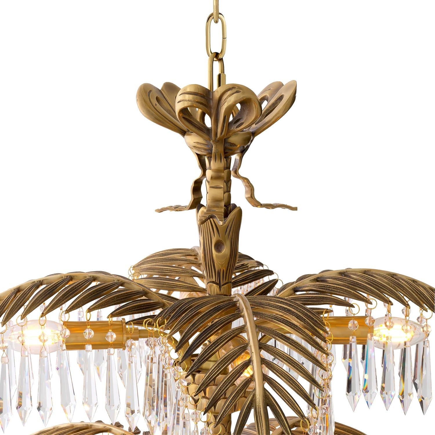 Palmera Brass Crystal Chandelier by Bling Lighting Studio