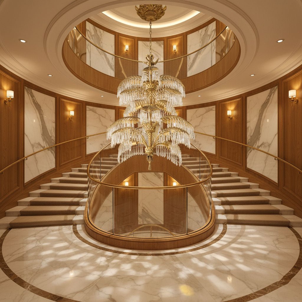 Palmera Brass Crystal Chandelier by Bling Lighting Studio