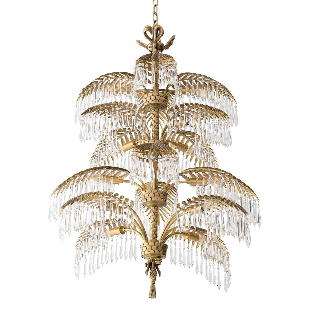 Palmera Brass Crystal Chandelier by Bling Lighting Studio