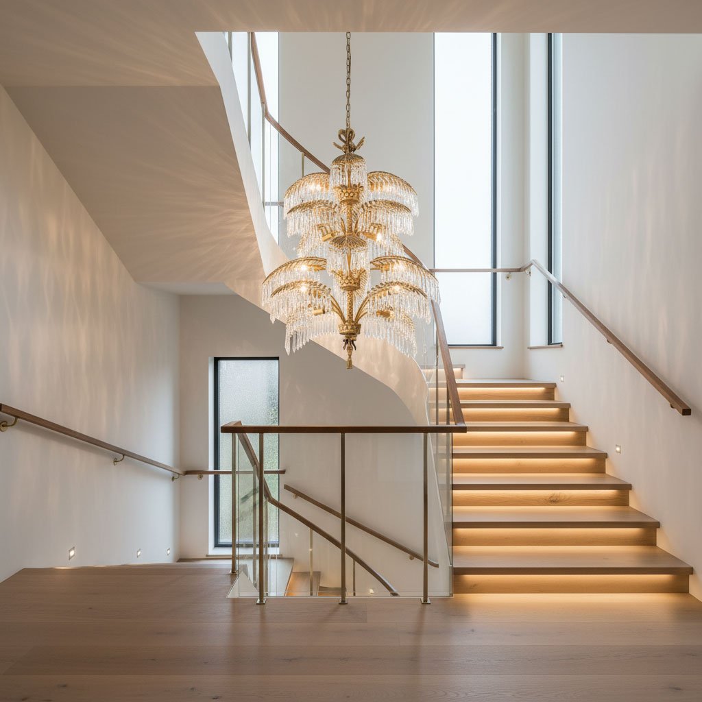 Palmera Brass Crystal Chandelier by Bling Lighting Studio