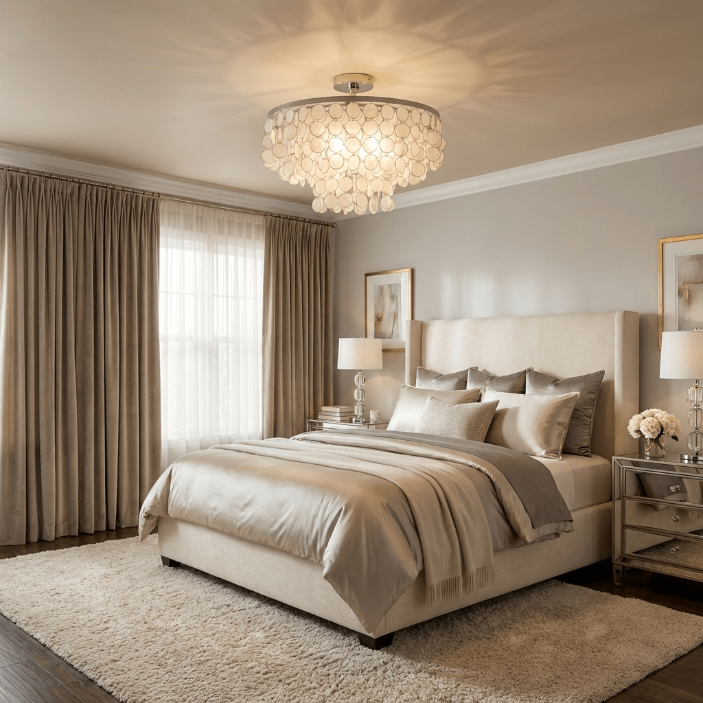 Pearl Shell Ceiling Lamp by Bling Lighting Studio
