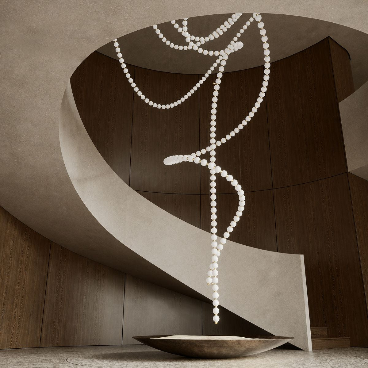 Pearl Drop Custom Chandelier chandelier in a tall interior