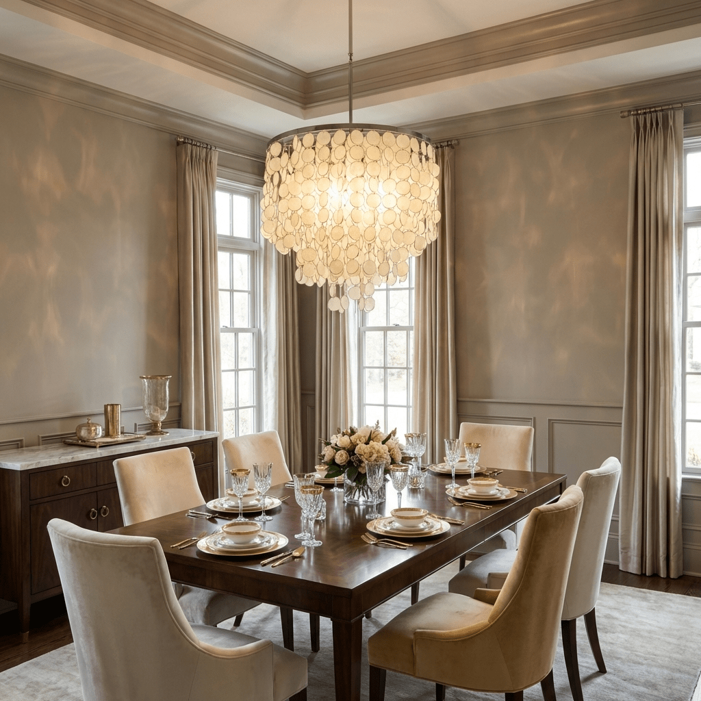 Pearl Shell Chandelier by Bling Lighting Studio