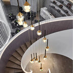 Pely Modern Crystal Stairway Chandelier for high ceiling staircase and foyer lighting