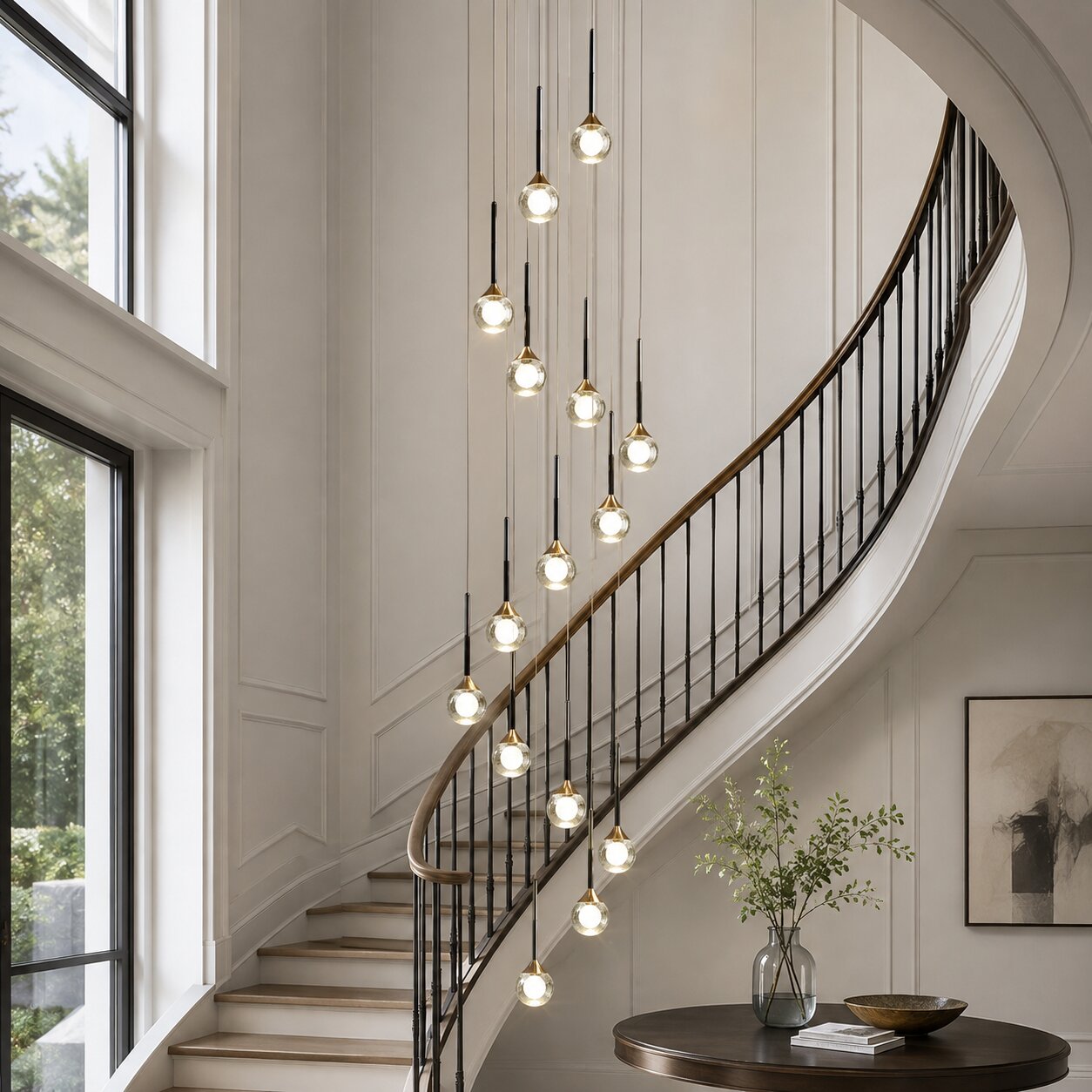 Pely Modern Crystal Stairway Chandelier
