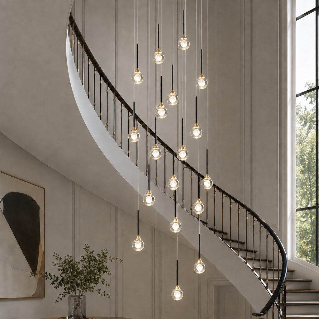 Pely Modern Crystal Stairway Chandelier