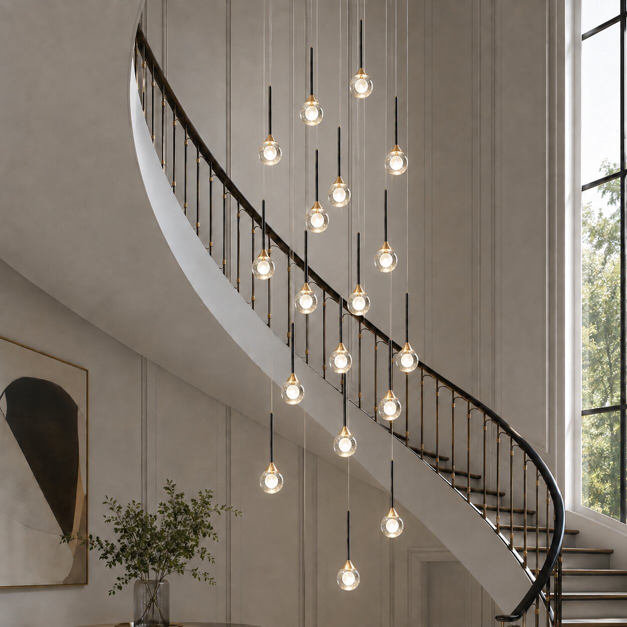 Pely Modern Crystal Stairway Chandelier