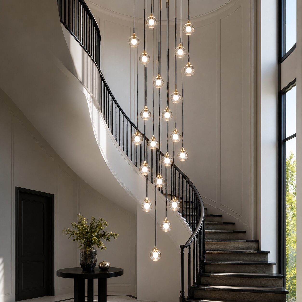Pely Modern Crystal Stairway Chandelier