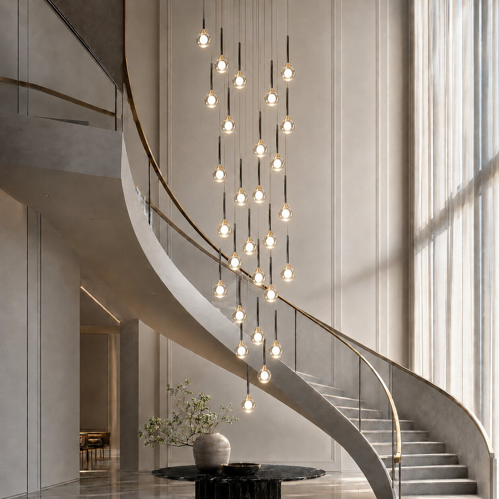 Pely Modern Crystal Stairway Chandelier