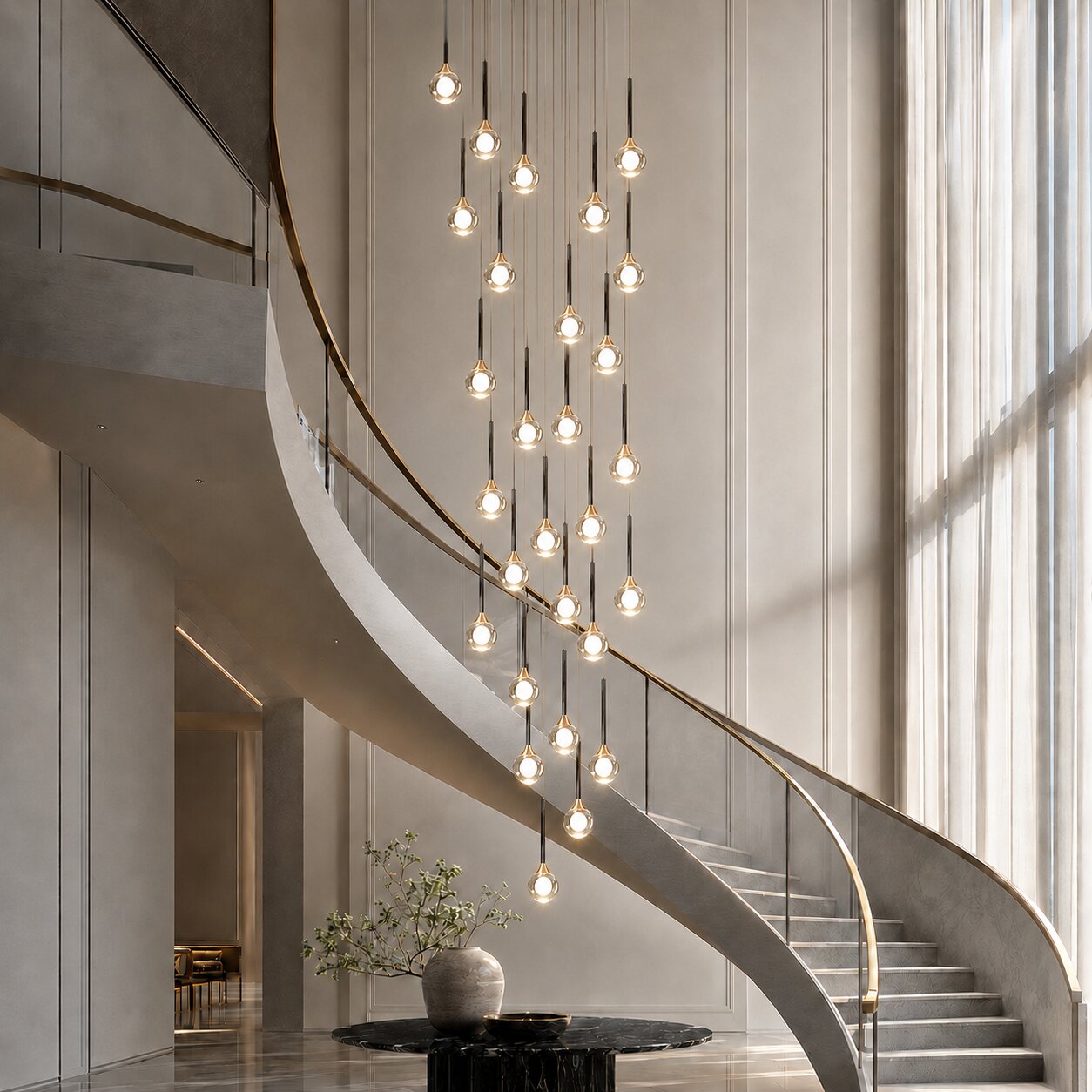 Pely Modern Crystal Stairway Chandelier