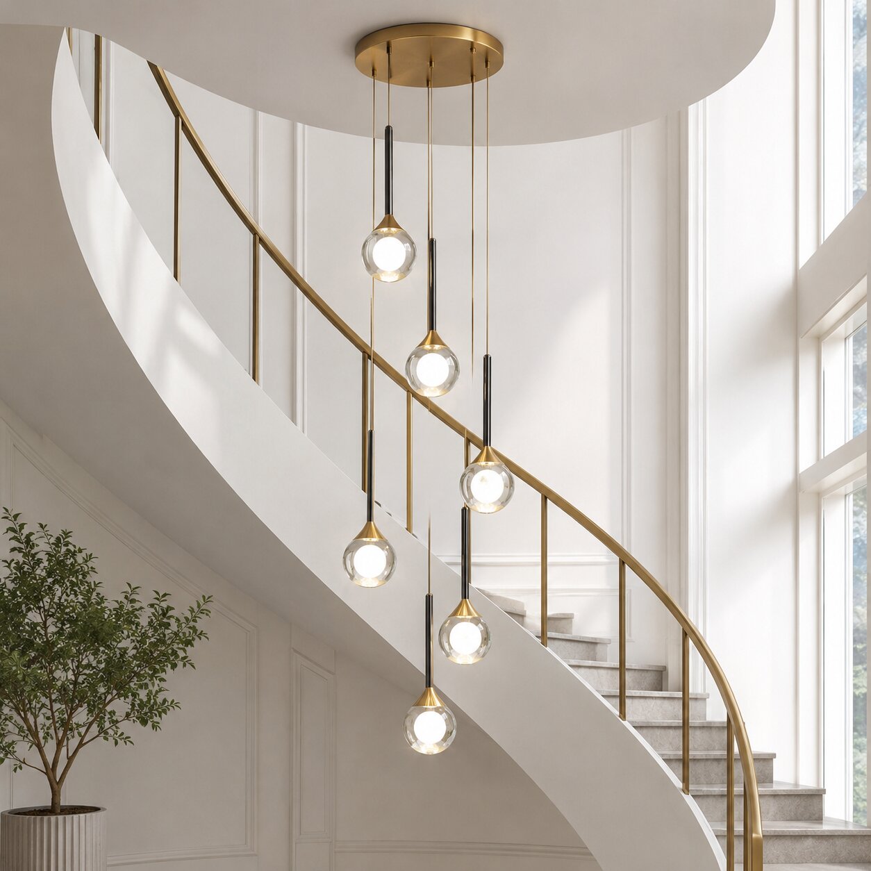 Pely Modern Crystal Stairway Chandelier