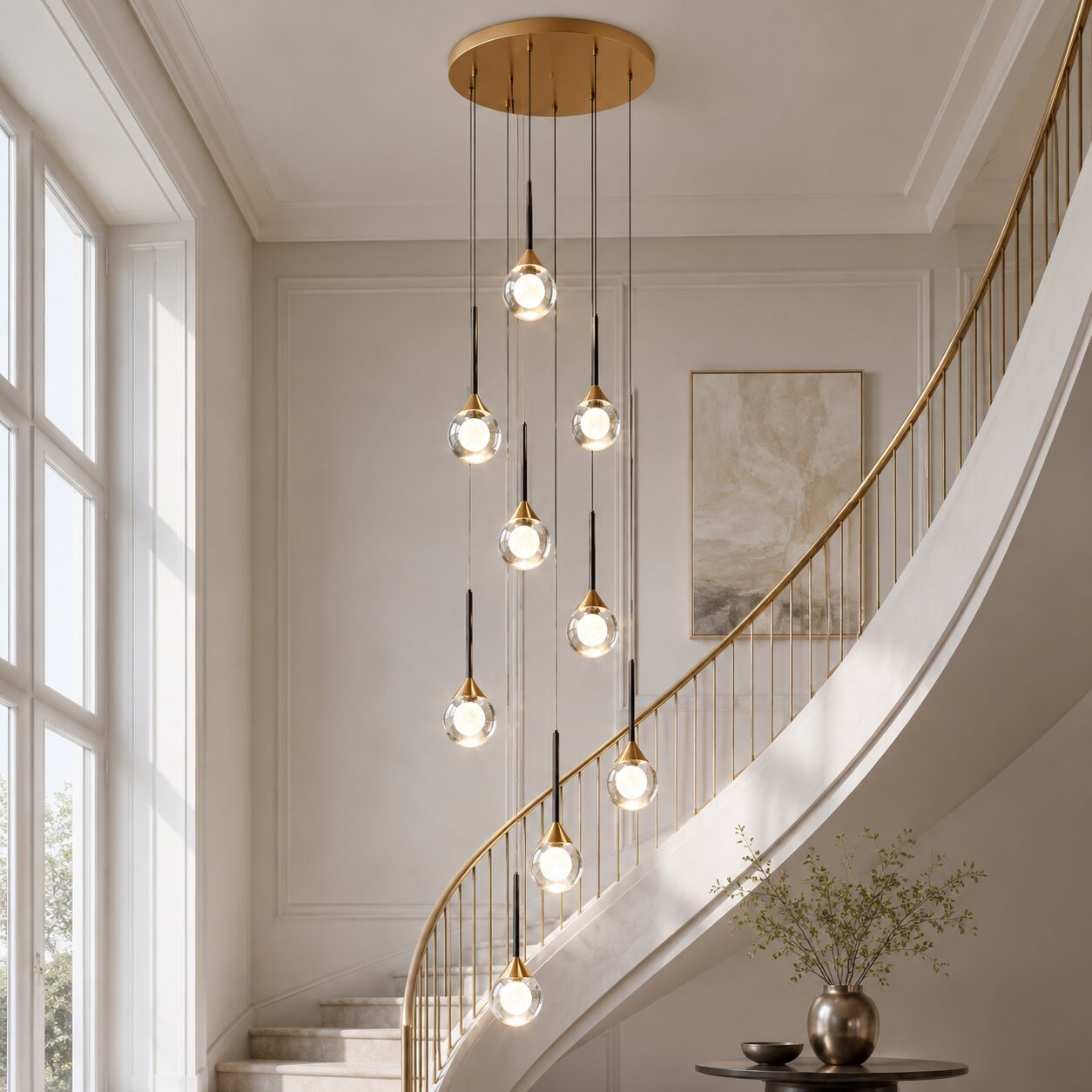 Pely Modern Crystal Stairway Chandelier