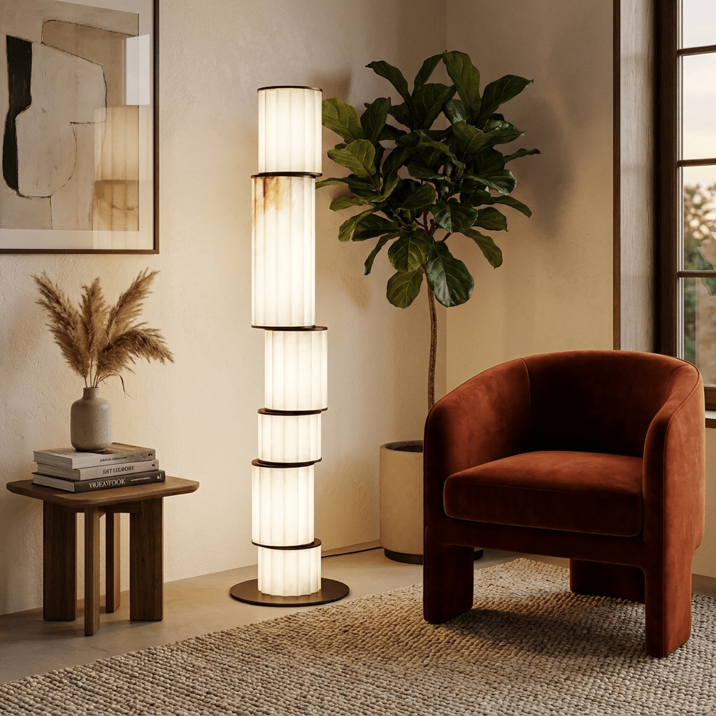 Pillar Alabaster Floor Lamp by Bling Lighting Studio