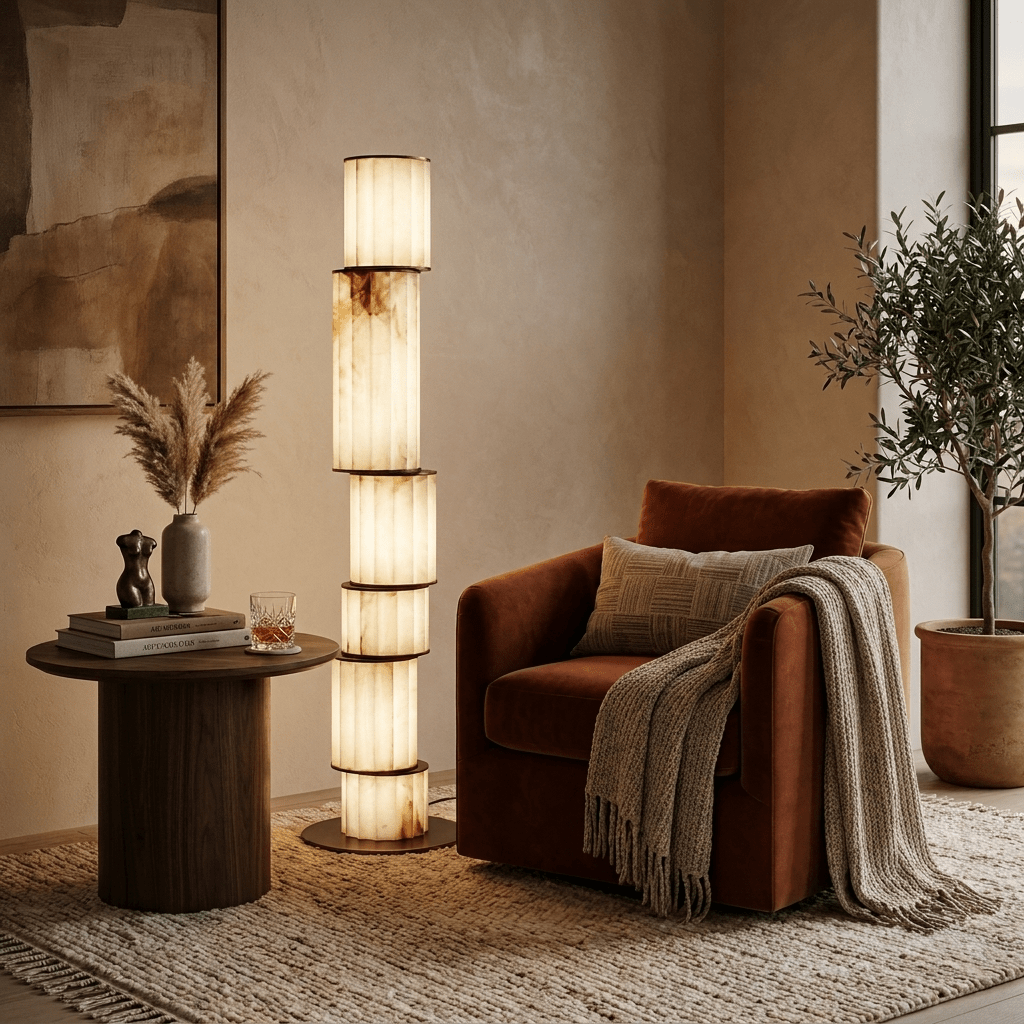 Pillar Alabaster Floor Lamp by Bling Lighting Studio