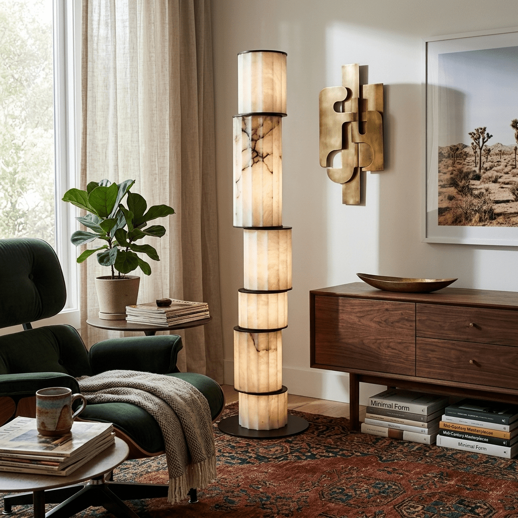 Pillar Alabaster Floor Lamp by Bling Lighting Studio