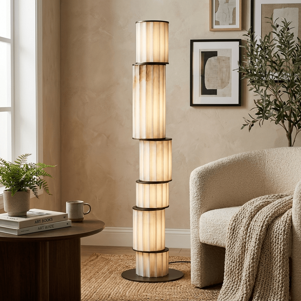 Pillar Alabaster Floor Lamp by Bling Lighting Studio