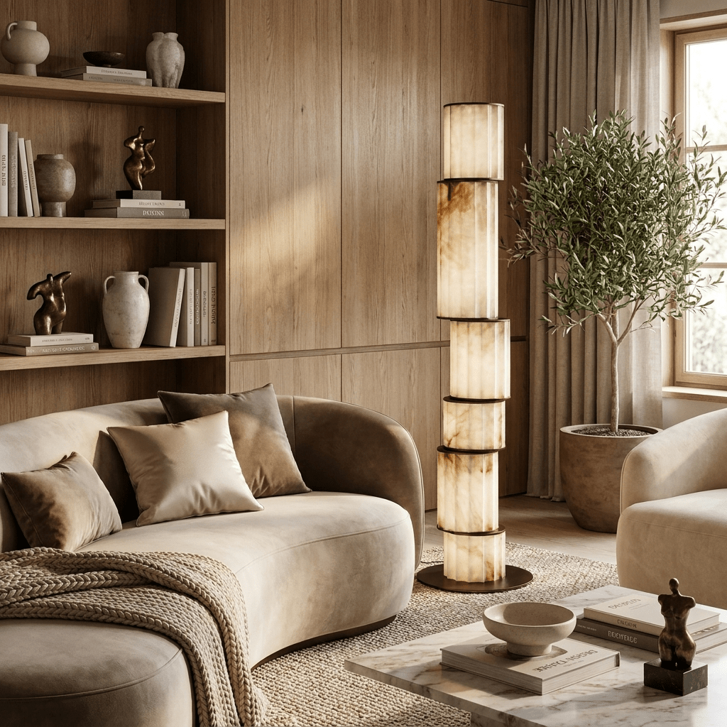 Pillar Alabaster Floor Lamp by Bling Lighting Studio