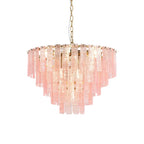 Pink Ridged Glass Rectangle Chandelier product image