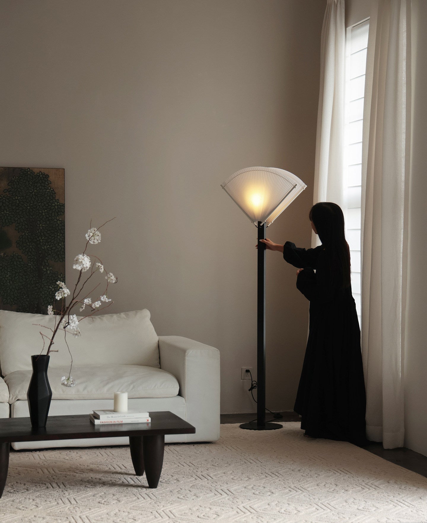 Pleated Fan Floor Lamp by Bling Lighting Studio