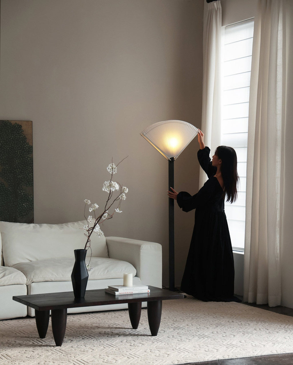Pleated Fan Floor Lamp by Bling Lighting Studio