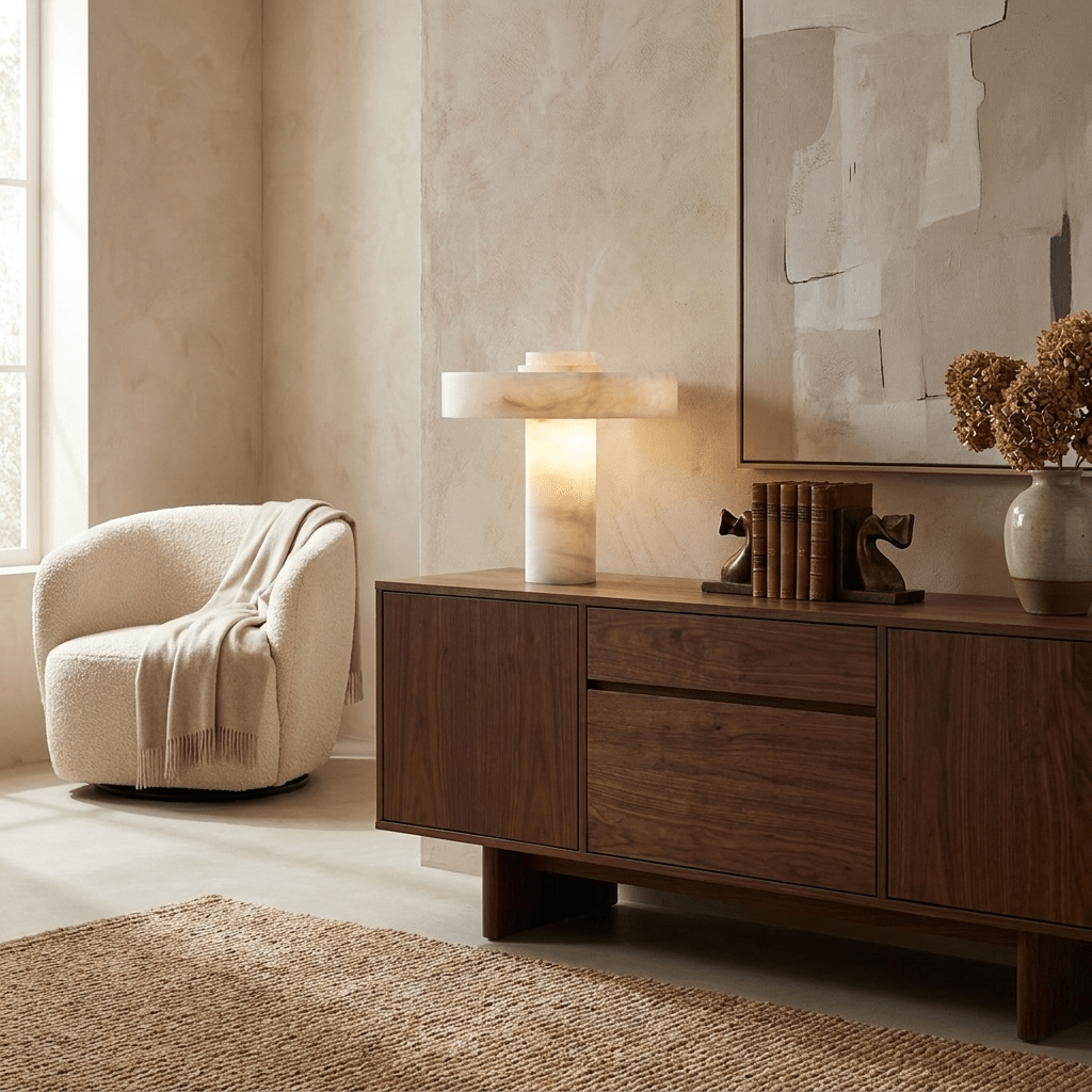 Plinth Alabaster Table Lamp by Bling Lighting Studio