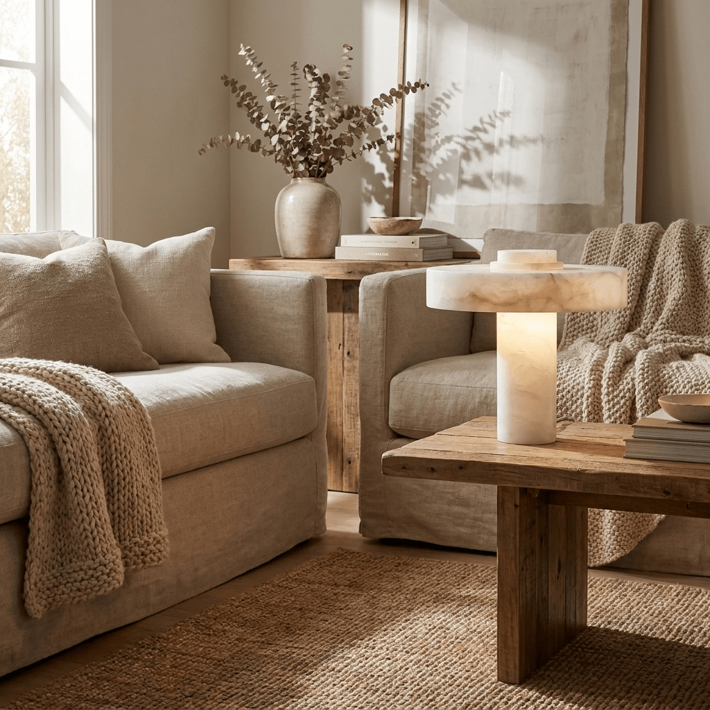 Plinth Alabaster Table Lamp by Bling Lighting Studio
