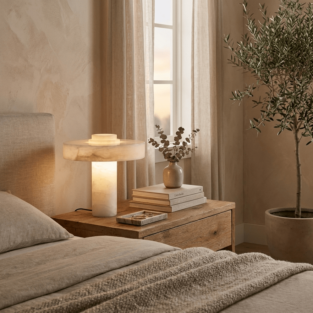 Plinth Alabaster Table Lamp by Bling Lighting Studio