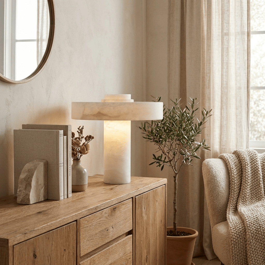 Plinth Alabaster Table Lamp by Bling Lighting Studio