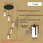 Polin Modern Faux Marble Stair Chandelier for high ceiling staircase and foyer lighting