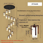 Polin Modern Faux Marble Stair Chandelier for high ceiling staircase and foyer lighting
