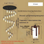 Polin Modern Faux Marble Stair Chandelier for high ceiling staircase and foyer lighting