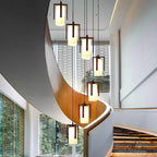 Polin Modern Faux Marble Stair Chandelier for high ceiling staircase and foyer lighting