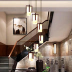 Polin Modern Faux Marble Stair Chandelier for high ceiling staircase and foyer lighting