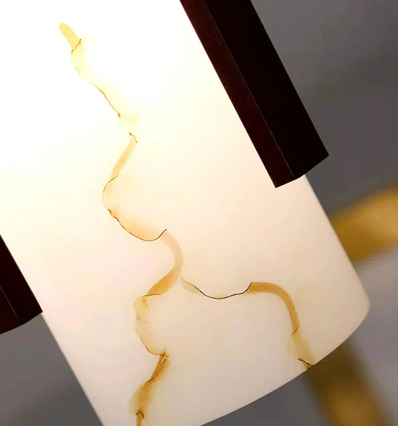 Polin Modern Faux Marble Stair Chandelier for high ceiling staircase and foyer lighting