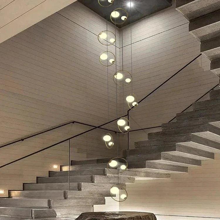 Postmodern Ring Pendant Light for Staircase for high ceiling staircase and foyer lighting
