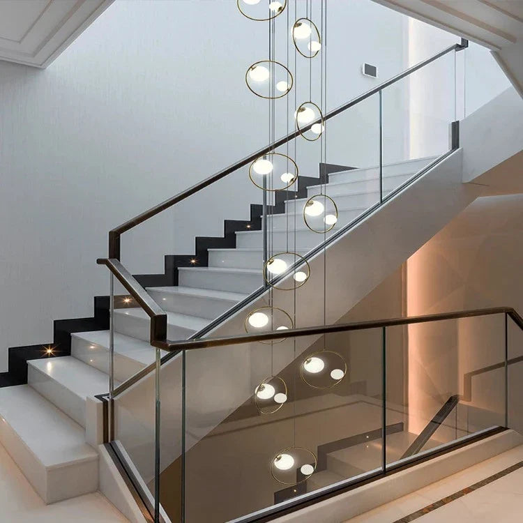 Postmodern Ring Pendant Light for Staircase for high ceiling staircase and foyer lighting