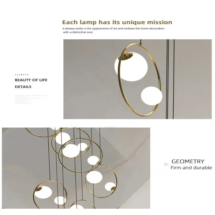 Postmodern Ring Pendant Light for Staircase for high ceiling staircase and foyer lighting