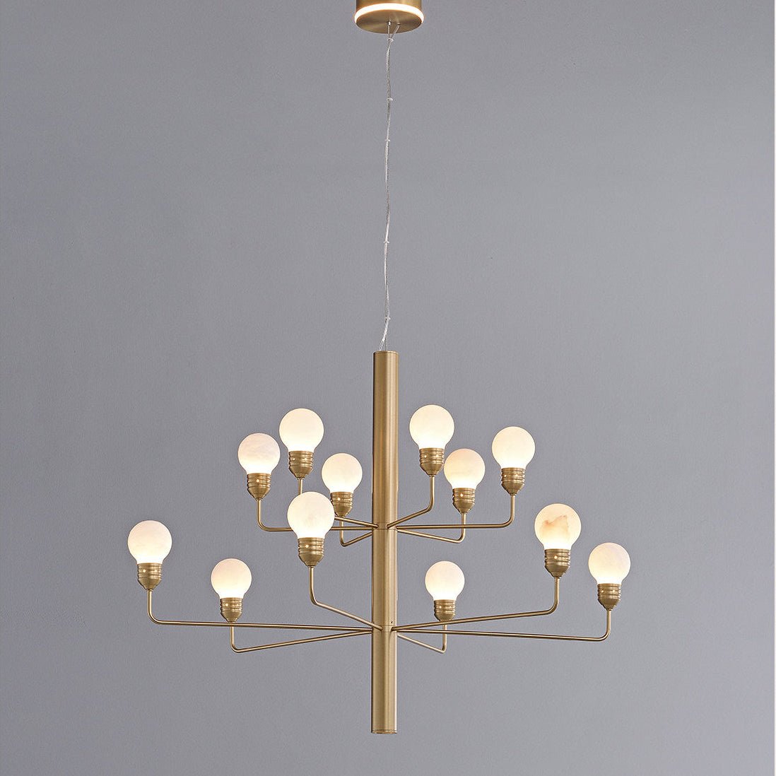 Raggiera Tiered Alabaster Globe Chandelier by Bling Lighting Studio