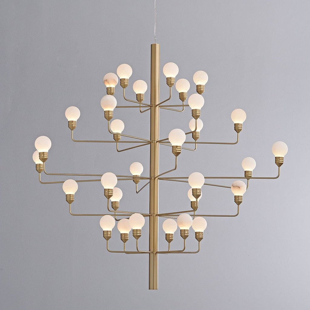 Raggiera Tiered Alabaster Globe Chandelier by Bling Lighting Studio