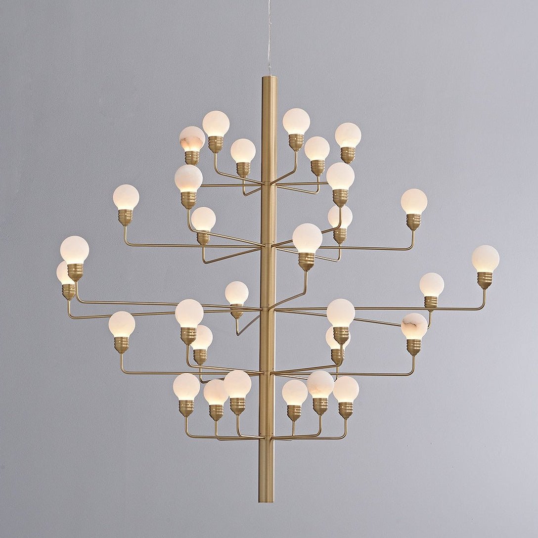 Raggiera Tiered Alabaster Globe Chandelier by Bling Lighting Studio