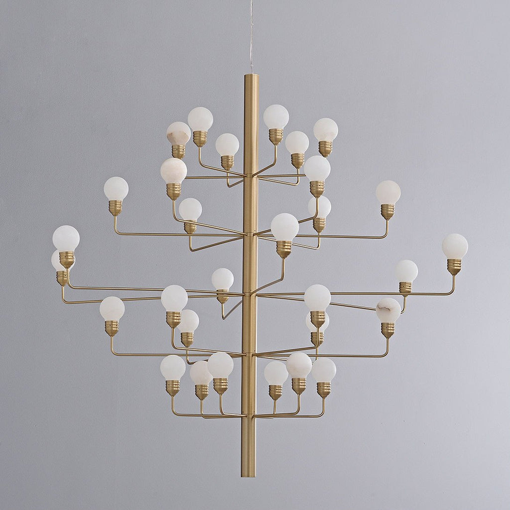 Raggiera Tiered Alabaster Globe Chandelier by Bling Lighting Studio